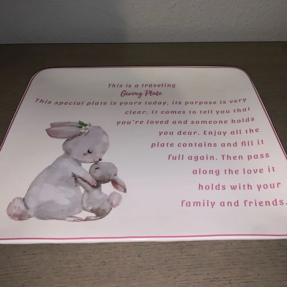Vintage Mommy & Baby Bunny Easter Giving Plate